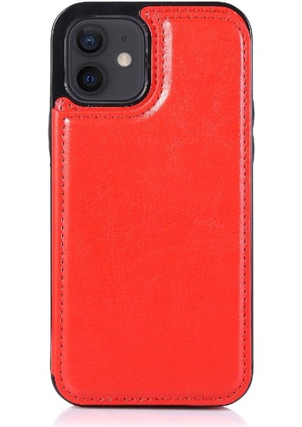 Kart Tutucu Çift Manyetik ile IPhone 12 Mini Kickstand Için Cüzdan Kılıf (Yurt Dışından)
