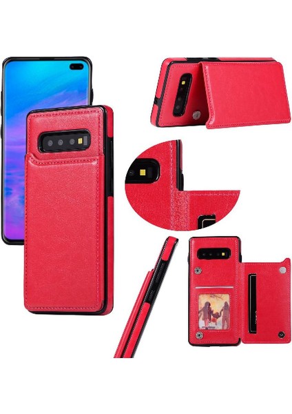 Samsung Galaxy S10 Kart Yuvaları Için Cüzdan Durumda Çift Manyetik Toka ile (Yurt Dışından)
