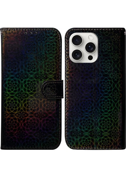 IPhone 16 Için Flip Case Pro Max Standı Tutucu Kart Yuvası Glitter Renkli (Yurt Dışından)