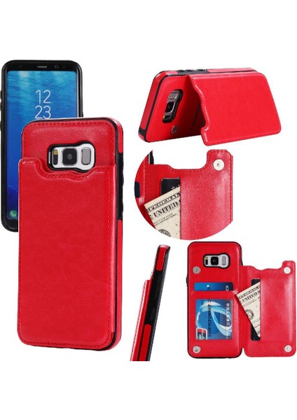 Kart Tutucu Kart Yuvaları Kickstand Pu ile Samsung Galaxy S8 Için Cüzdan Kılıf (Yurt Dışından)