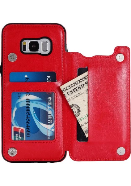 Kart Tutucu Kart Yuvaları Kickstand Pu ile Samsung Galaxy S8 Için Cüzdan Kılıf (Yurt Dışından) modelleri