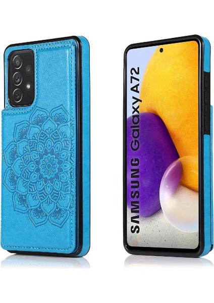 Samsung Galaxy A72 Desen Çiçek Mandala Için Kart Tutucu Kılıf ile Cüzdan (Yurt Dışından)