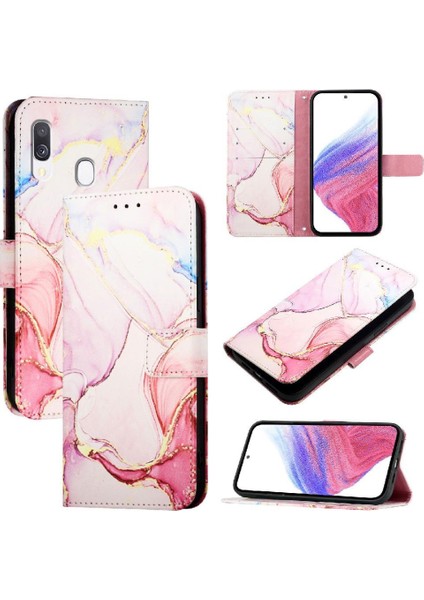 Samsung Galaxy A40 Pu Deri Cüzdan Kickstand Mermer Desen (Yurt Dışından)