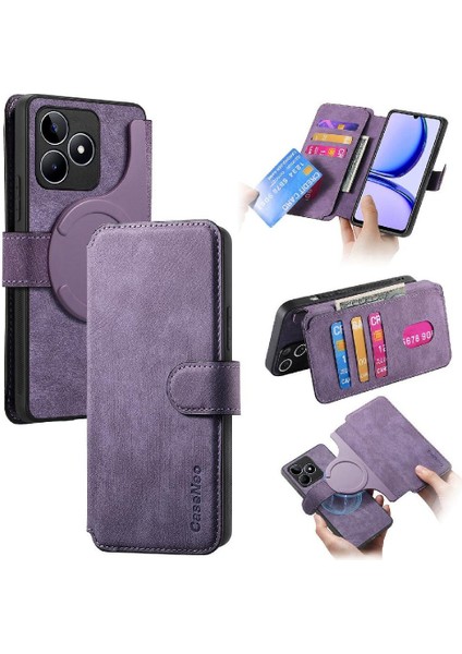 Realme C53 Mıknatıs Koruyucu Malzeme Için Flip Case Cüzdan Retro Kart Standı (Yurt Dışından)