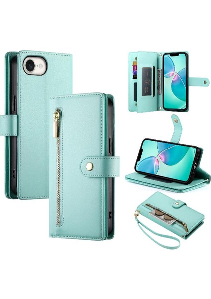 IPhone Se 2024 Cüzdan Bölmesi Bilek Kayışı Kickstand Kart Için Flip Case (Yurt Dışından)