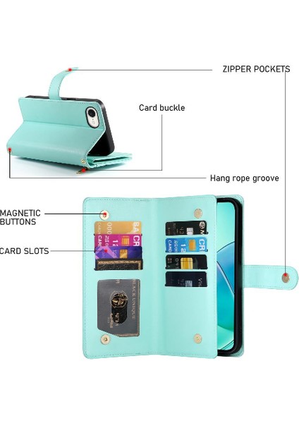 IPhone Se 2024 Cüzdan Bölmesi Bilek Kayışı Kickstand Kart Için Flip Case (Yurt Dışından) modelleri