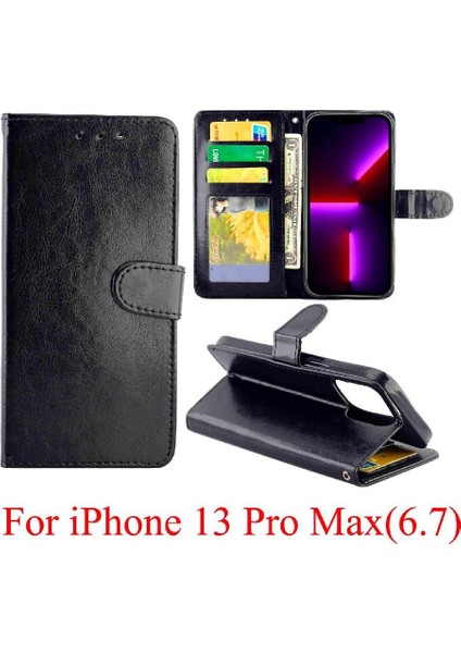 IPhone 13 Için Flip Case Pro Max Kart Tutucu Pu Deri Darbeye Kapatma (Yurt Dışından)