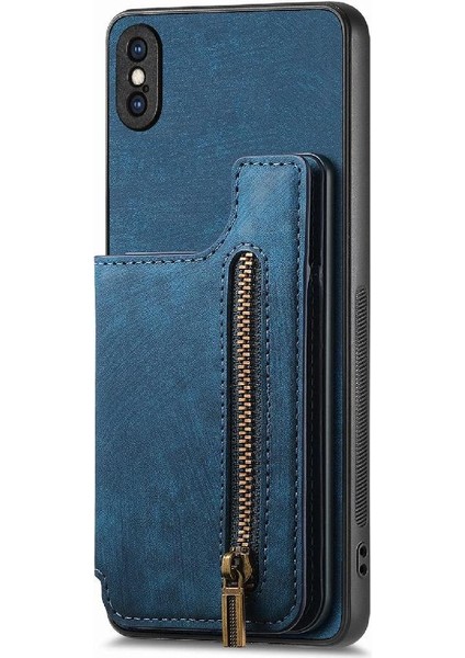 IPhone Xs Max Katlanabilir Arka Kapak Vintage Fermuar Cüzdan Standı (Yurt Dışından)