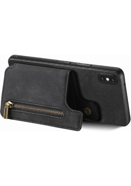 IPhone X/xs Vintage Fermuar Cüzdan Katlanabilir Arka Kapak Standı (Yurt Dışından)