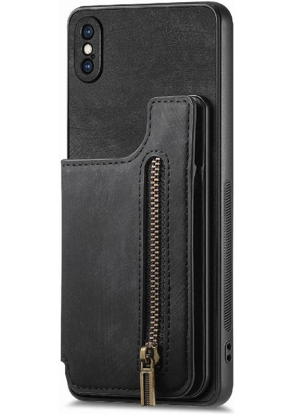 IPhone X/xs Vintage Fermuar Cüzdan Katlanabilir Arka Kapak Standı (Yurt Dışından)
