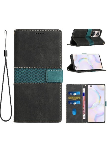 Cüzdan Kılıf Için Huawei P50 Pro Kart Yuvası Bilek Kayışı Çizilmeye Dayanıklı (Yurt Dışından)