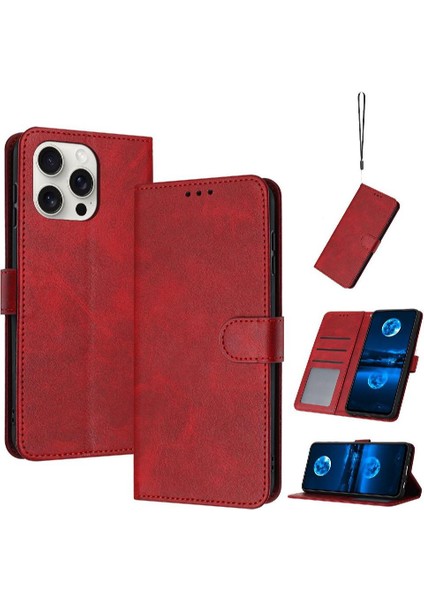 Toka ile Kart Yuvası Pu Deri ile IPhone 16 Pro Max Için Flip Case (Yurt Dışından)