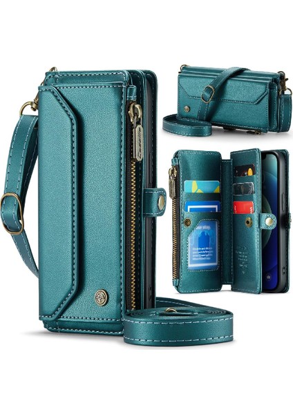 Iphone 12 Için Crossbody Durumda Mini Rfid Engelleme Durumda Cüzdan Cüzdan Durumda (Yurt Dışından)