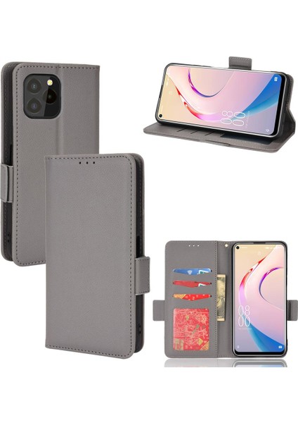 Oukitel C21 Pro Pu Deri Kart Yuvaları Için Kılıf Tutucu Manyetik Cüzdan Yan (Yurt Dışından)
