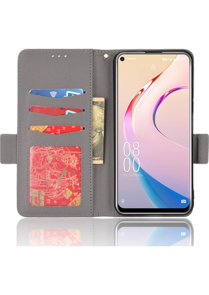 Oukitel C21 Pro Pu Deri Kart Yuvaları Için Kılıf Tutucu Manyetik Cüzdan Yan (Yurt Dışından)
