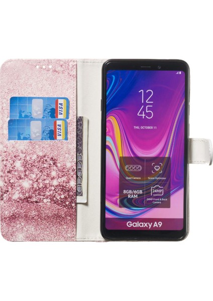 Samsung Galaxy A9 Için Flip Case 2018 Kart Yuvaları Tutucu Manyetik Tam Pu (Yurt Dışından) modelleri