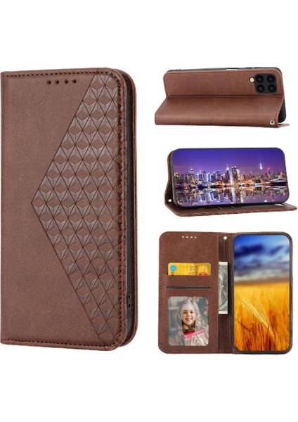 Samsung Galaxy A22 4g Için Flip Case Eşkenar Dörtgen Şekli El Kayışı Günlük Standı (Yurt Dışından)