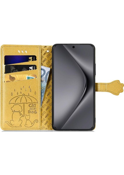 Huawei Pura 70 Ultra Darbeye Kısa Kayış Karikatür Hayvanlar Için Flip Case (Yurt Dışından)