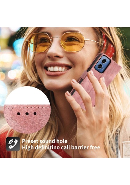 Motorola Moto G34 Bileklik Kabartmalı Darbeye Dayanıklı Çoklu Için Flip Case (Yurt Dışından)