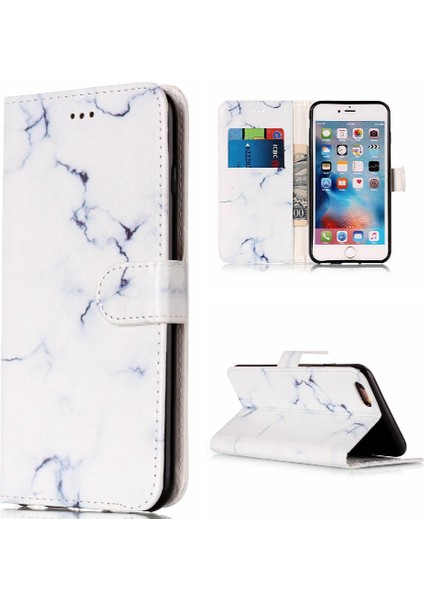 Iphone 7/8 Için Flip Case Tam Koruma Manyetik Mermer Desen Pu Cüzdan (Yurt Dışından)