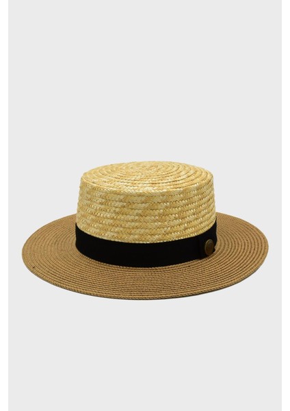 Paloma Hasır Güneş Şapkası Unisex Multicolor Bantlı Gondol Boater Şapka