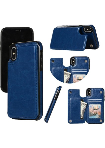 Kart Tutucu Kickstand Çift Manyetik ile IPhone Xs Max Için Cüzdan Kılıf (Yurt Dışından)