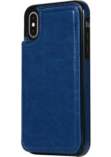 Kart Tutucu Kickstand Çift Manyetik ile IPhone Xs Max Için Cüzdan Kılıf (Yurt Dışından)