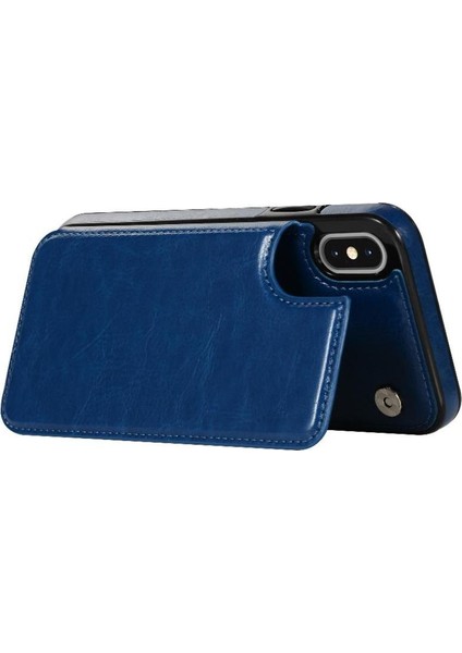 Kart Tutucu Kickstand Çift Manyetik ile IPhone Xs Max Için Cüzdan Kılıf (Yurt Dışından)