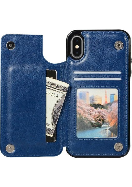 Kart Tutucu Kickstand Çift Manyetik ile IPhone Xs Max Için Cüzdan Kılıf (Yurt Dışından)