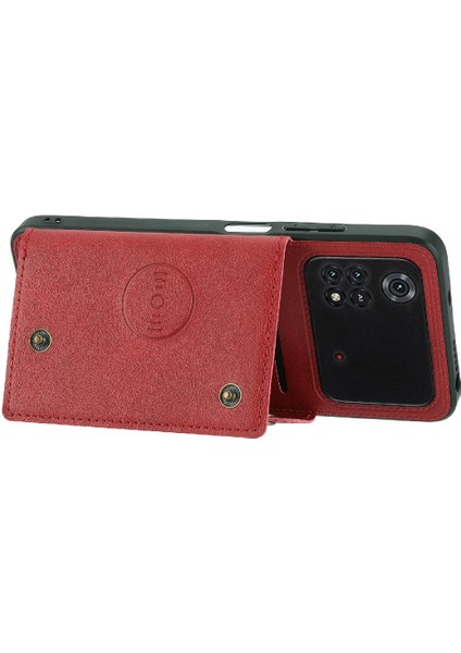 Cüzdan Kılıf Xiaomi Poco M4 Pro Buit Demir Darbeye Koruyucu Kart (Yurt Dışından)