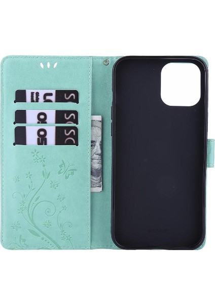 IPhone 14 Için Filp Durumda Pro Kart Tutucu Kickstand Bilek Kayışı Manyetik Pu (Yurt Dışından)