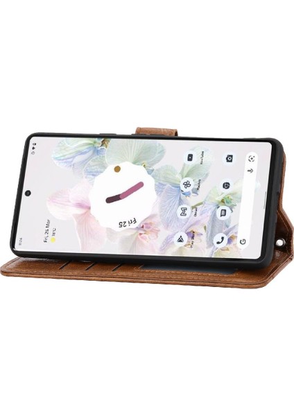 Google Piksel 8A Kickstand Pu Deri Kart Tutucu Manyetik Için Flip Case (Yurt Dışından)