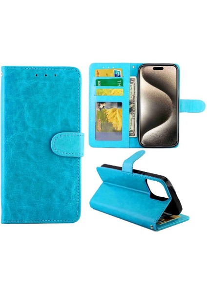 IPhone 15 Için Flip Case Pro Max Kart Tutucu Manyetik Kapatma Darbeye Pu (Yurt Dışından)