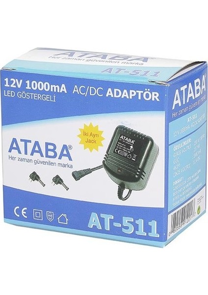AT-511 12V 1000MAH Telefon & Şarj Adaptörü