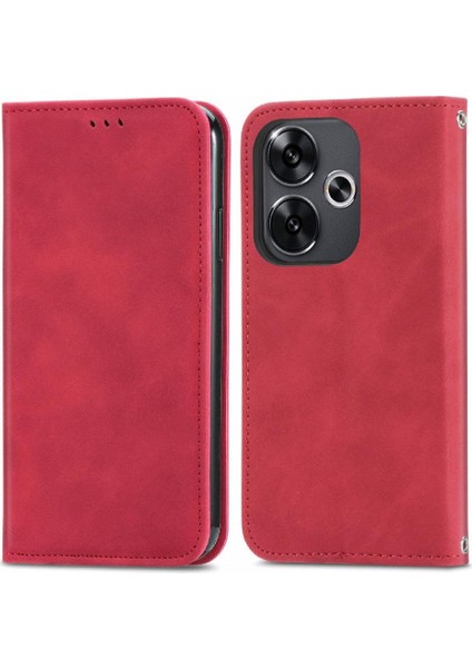 Xiaomi Poco F6 Flip Kapak Için Flip Case Basit Iş Deri Kılıf (Yurt Dışından)