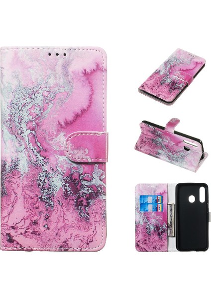 Samsung Galaxy A60 Mermer Desen Pu Deri Cüzdan Kart Için Flip Case (Yurt Dışından)