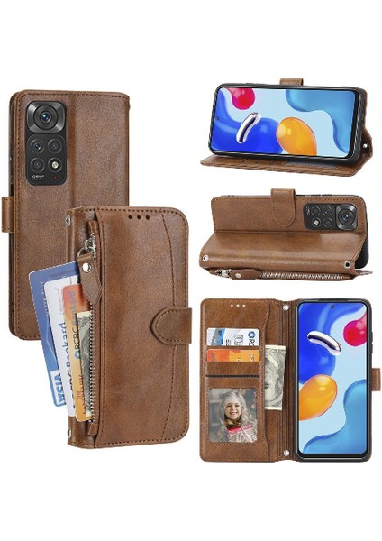 Xiaomi Redmi Not 11 Için Flip Case 4g Kickstand Kayış Pu Deri Kart (Yurt Dışından)