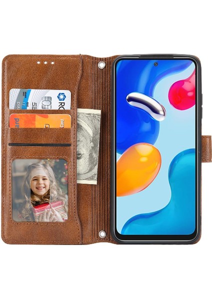 Xiaomi Redmi Not 11 Için Flip Case 4g Kickstand Kayış Pu Deri Kart (Yurt Dışından)