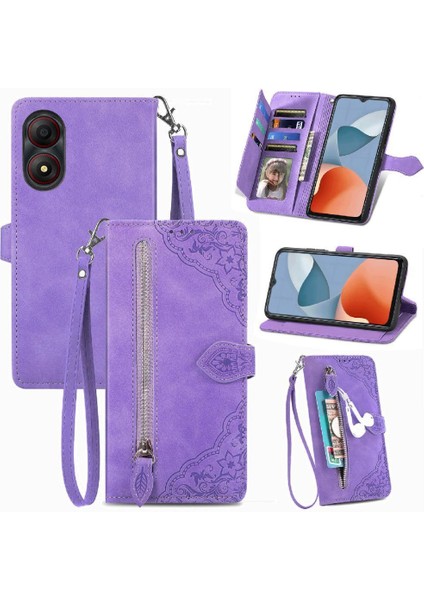 Zte A34 Cüzdan Flip Fermuar Tarzı Çoklu Kart Yuvası Çok Renkli Flip Case (Yurt Dışından)