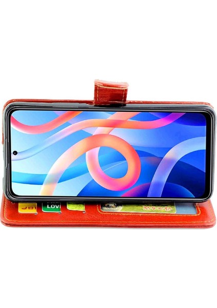 Xiaomi Poco M4 Pro Kickstand Darbeye Pu Deri Kart Için Flip Case (Yurt Dışından)
