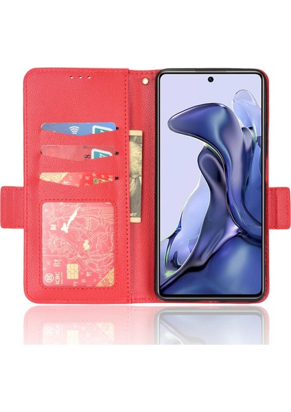 Xiaomi 11T/11T Pro Manyetik Cüzdan Yan Toka Kart Yuvaları Tutucu (Yurt Dışından)