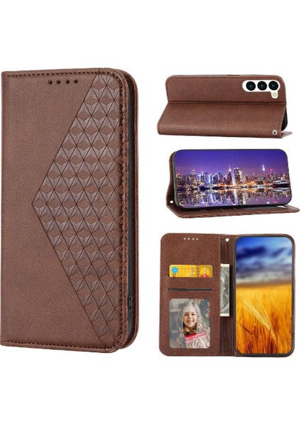 Samsung Galaxy S23 Artı El Kayışı Cüzdan Eşkenar Dörtgen Şekli Kullanımı Için Flip Case (Yurt Dışından)