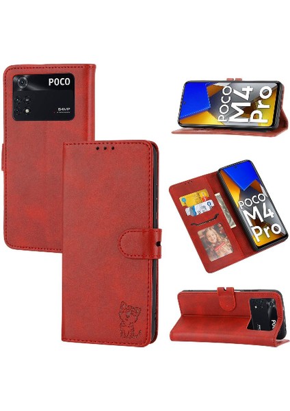 Cüzdan Kılıf Için Xiaomi Poco M4 Pro 4g Kabartmalı Manyetik Kapatma Kickstand (Yurt Dışından)