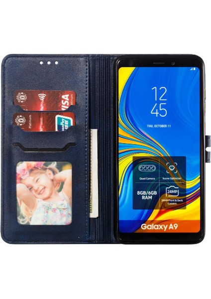 Cüzdan Kılıf Samsung Galaxy A9 2018 Kickstand Kart Tutucu Kabartmalı Tüm (Yurt Dışından) modelleri