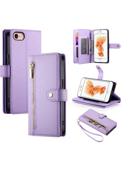 IPhone 6 Için Flip Case Çok Fonksiyonlu Kart Yuvaları Kickstand Cüzdan Bilek (Yurt Dışından)
