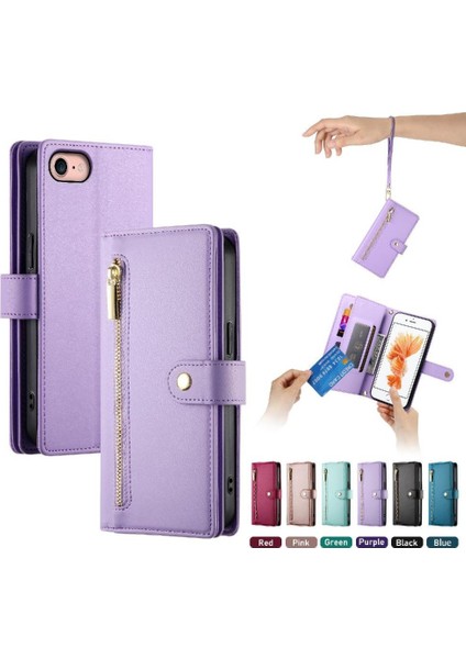 IPhone 6 Için Flip Case Çok Fonksiyonlu Kart Yuvaları Kickstand Cüzdan Bilek (Yurt Dışından) modelleri