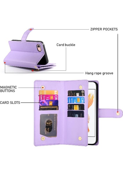 IPhone 6 Için Flip Case Çok Fonksiyonlu Kart Yuvaları Kickstand Cüzdan Bilek (Yurt Dışından) fırsatları