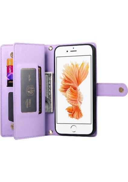 IPhone 6 Için Flip Case Çok Fonksiyonlu Kart Yuvaları Kickstand Cüzdan Bilek (Yurt Dışından) indirimleri
