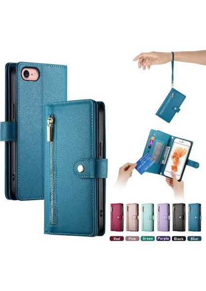 IPhone 7/8 Bilek Kayışı Cüzdan Bölmesi Çok Fonksiyonlu Flip Case (Yurt Dışından)