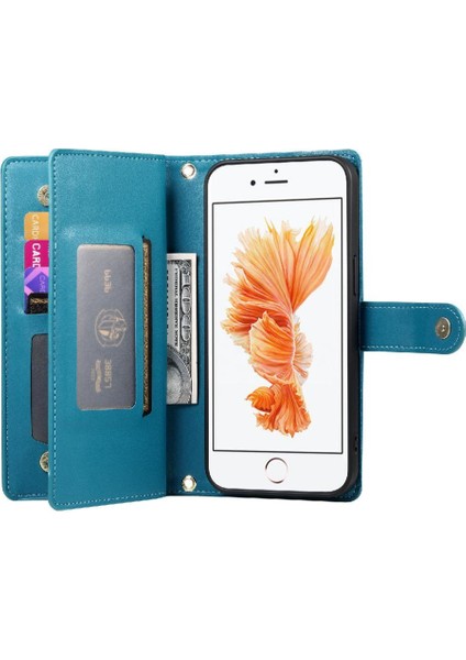 IPhone 7/8 Bilek Kayışı Cüzdan Bölmesi Çok Fonksiyonlu Flip Case (Yurt Dışından)
